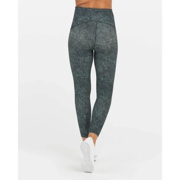 Spanx Booty Boost Active Speckled 7/8 Leggings Emerald Green Speckled Large - Picture 2 of 5